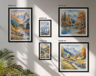 Phare des rivières de montagne ensemble de 5 tableaux