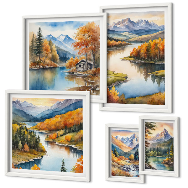 Tableau de décoration murale Rivières de montagne arbres d'automne