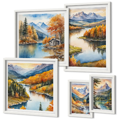 Tableau de décoration murale Rivières de montagne arbres d'automne