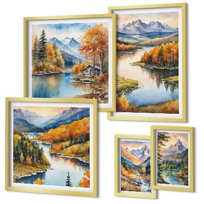 Tableau de décoration murale Rivières de montagne arbres d'automne