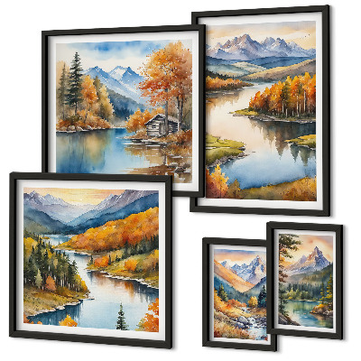 Tableau de décoration murale Rivières de montagne arbres d'automne