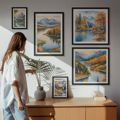 Tableau de décoration murale Rivières de montagne arbres d'automne