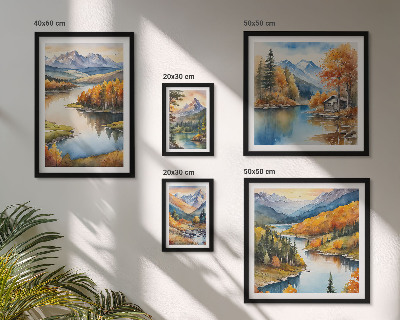 Tableau de décoration murale Rivières de montagne arbres d'automne