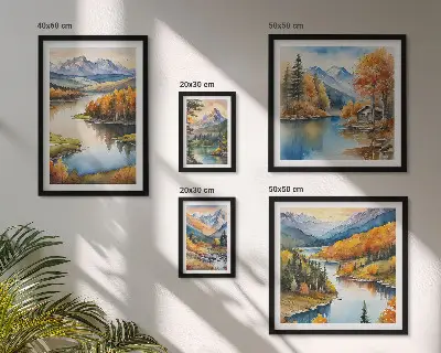 Tableau de décoration murale rivières de montagne et arbres d'automne
