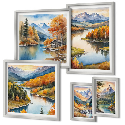 Tableau de décoration murale Rivières de montagne arbres d'automne