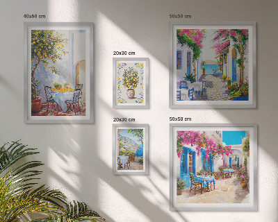 Ensemble de 5 tableaux Paysages charmants avec des fleurs