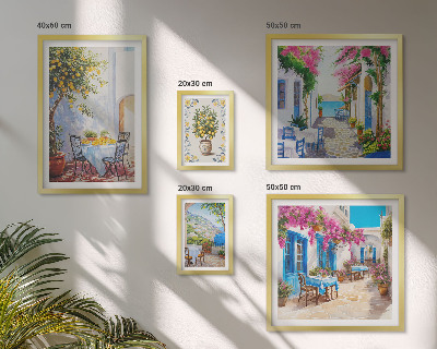 Ensemble de 5 tableaux Paysages charmants avec des fleurs