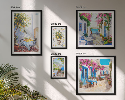 Ensemble de 5 tableaux Paysages charmants avec des fleurs