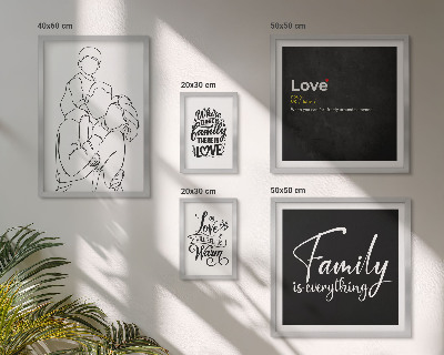 Ensemble de 5 tableaux Valeurs familiales d'amour et de proximité