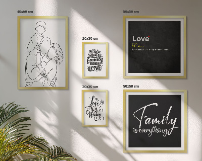 Ensemble de 5 tableaux Valeurs familiales d'amour et de proximité