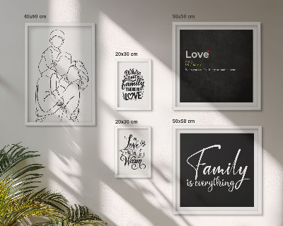 Ensemble de 5 tableaux Valeurs familiales d'amour et de proximité