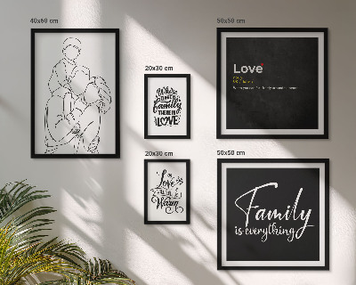 Ensemble de 5 tableaux Valeurs familiales d'amour et de proximité