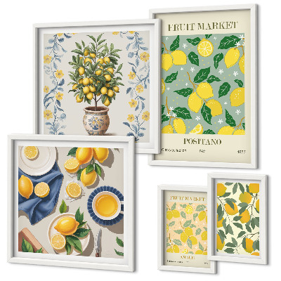 Ensemble de 5 tableaux Motifs de fruits frais d'agrumes
