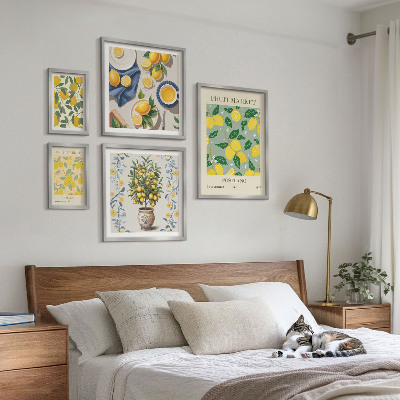Ensemble de 5 tableaux Motifs de fruits frais d'agrumes