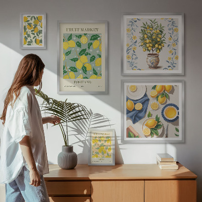 Ensemble de 5 tableaux Motifs de fruits frais d'agrumes