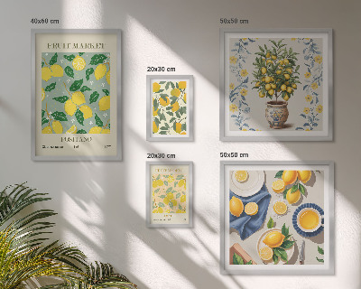 Ensemble de 5 tableaux Motifs de fruits frais d'agrumes