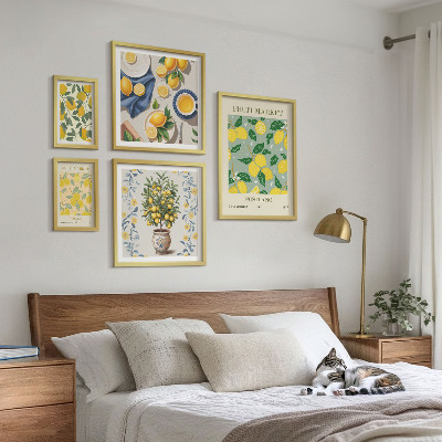 Ensemble de 5 tableaux Motifs de fruits frais d'agrumes