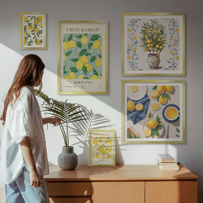 Ensemble de 5 tableaux Motifs de fruits frais d'agrumes
