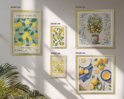 Ensemble de 5 tableaux Motifs de fruits frais d'agrumes