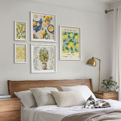 Ensemble de 5 tableaux Motifs de fruits frais d'agrumes