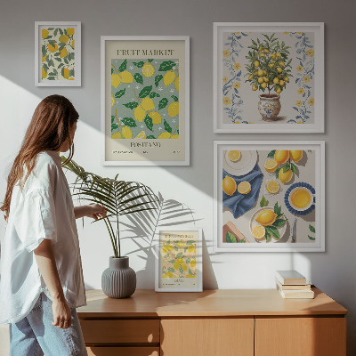 Ensemble de 5 tableaux Motifs de fruits frais d'agrumes