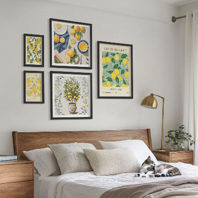 Ensemble de 5 tableaux Motifs de fruits frais d'agrumes