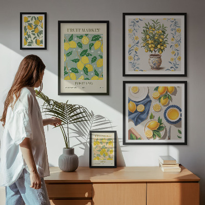 Ensemble de 5 tableaux Motifs de fruits frais d'agrumes