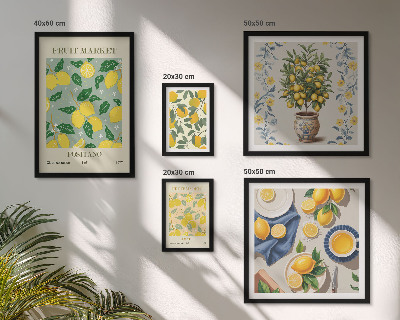 Ensemble de 5 tableaux Motifs de fruits frais d'agrumes