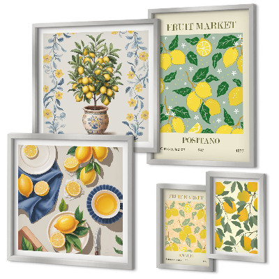Ensemble de 5 tableaux Motifs de fruits frais d'agrumes