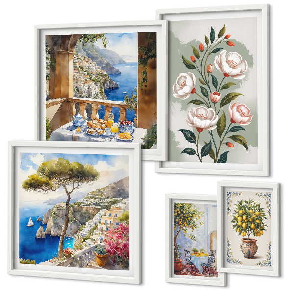 Lot de tableaux encadrés Vues florales pittoresques