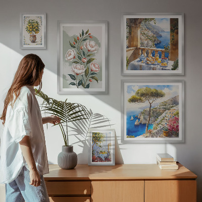 Lot de tableaux encadrés Vues florales pittoresques