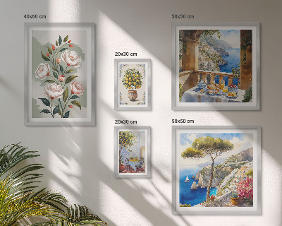 Lot de tableaux encadrés Vues florales pittoresques