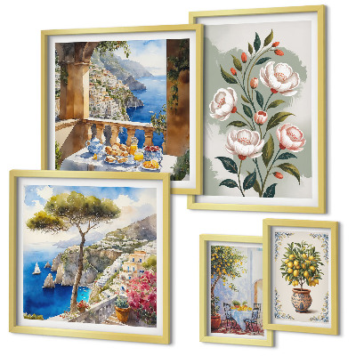 Lot de tableaux encadrés Vues florales pittoresques