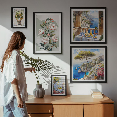 Lot de tableaux encadrés Vues florales pittoresques