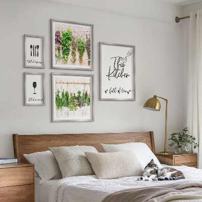 Ensemble de 5 tableaux Accessoires pour la cuisine et les herbes aromatiques