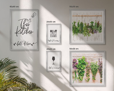 Ensemble de 5 tableaux Accessoires pour la cuisine et les herbes aromatiques