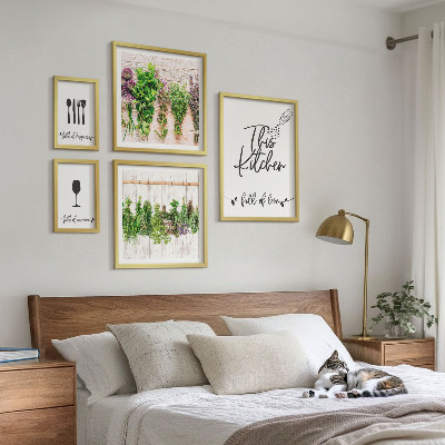 Ensemble de 5 tableaux Accessoires pour la cuisine et les herbes aromatiques