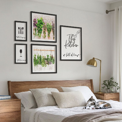 Ensemble de 5 tableaux Accessoires pour la cuisine et les herbes aromatiques