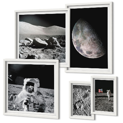 Lot de tableaux encadrés Les paysages lunaires des astronautes