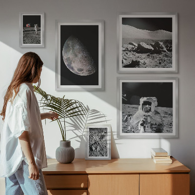 Lot de tableaux encadrés Les paysages lunaires des astronautes
