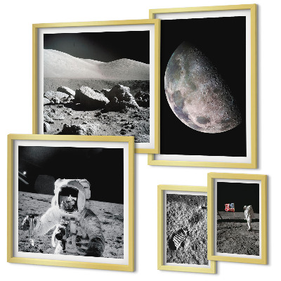 Lot de tableaux encadrés Les paysages lunaires des astronautes