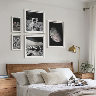 Lot de tableaux encadrés Les paysages lunaires des astronautes