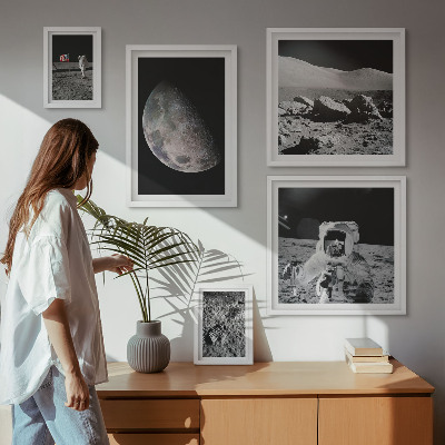 Lot de tableaux encadrés Les paysages lunaires des astronautes