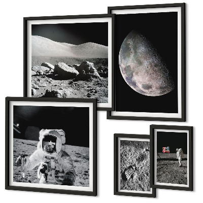 Lot de tableaux encadrés Les paysages lunaires des astronautes