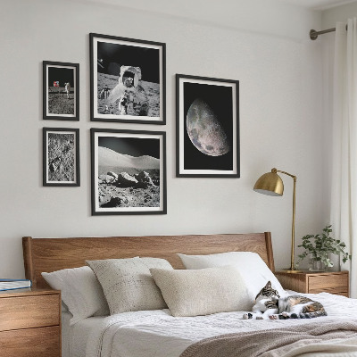 Lot de tableaux encadrés Les paysages lunaires des astronautes