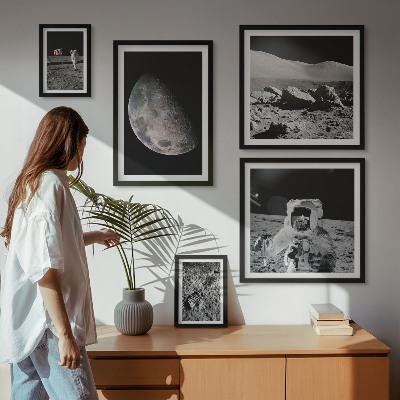 Lot de tableaux encadrés Les paysages lunaires des astronautes