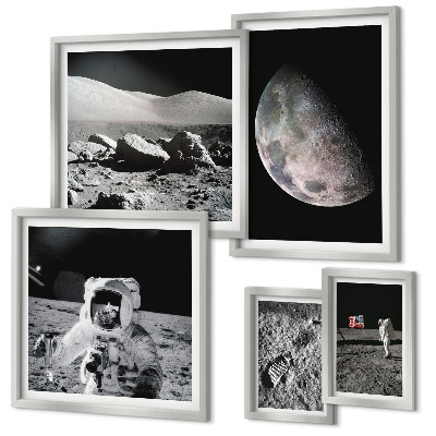 Lot de tableaux encadrés Les paysages lunaires des astronautes