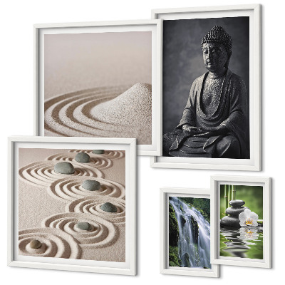 Ensemble de 5 tableaux Thèmes zen relaxants inspirés par la nature