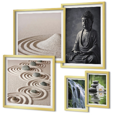 Ensemble de 5 tableaux Thèmes zen relaxants inspirés par la nature