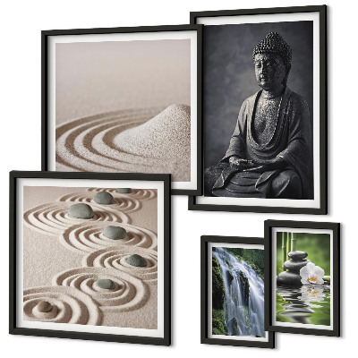 Ensemble de 5 tableaux Thèmes zen relaxants inspirés par la nature